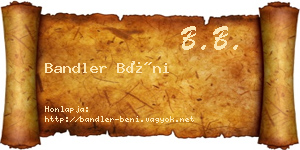 Bandler Béni névjegykártya